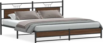 Immagine prodotto di vidaXL Letto in metallo senza materasso effetto rovere marrone 193x201 cm