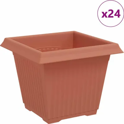 Zdjęcie produktu dla vidaXL Kwadratowe donice, 24 sztuki, ceglasty kolor, 20 x 20 x 16 cm