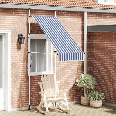 Immagine prodotto di vidaXL Tenda da sole retrattile a mano 100 cm a strisce blu/bianche