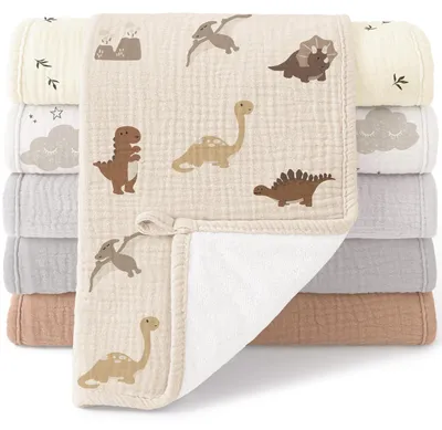 Imagen del producto de 6 unidades de toallas de muselina de algodón 100% para bebés: suaves y absorbentes, de 50x25 cm