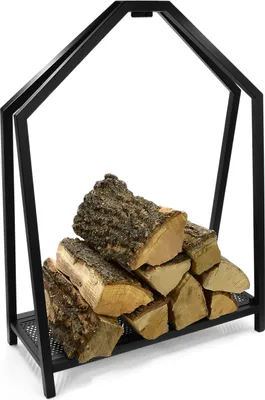 Produktbild von Kaminholzregal Kaminholzständer Brennholzregal Stapelhilfe Kaminregal Kaminholzhalter Holzregal Regal für Holz Schwarz Metall 78cm