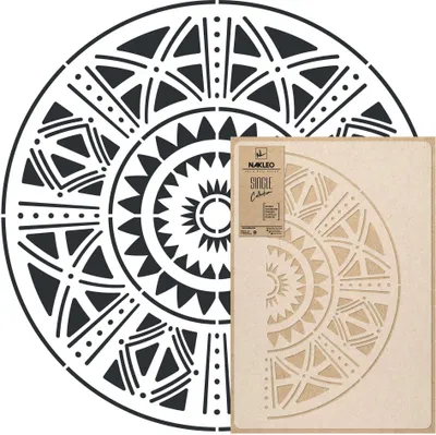 Produktbild von Mandala Große Malschablonen Durchmesser 89 cm, Afrikanisches Ethnisches Kreis Mandala Geometrisches Ornament, Wiederverwendbare Kunststoff Wandschablone DIY