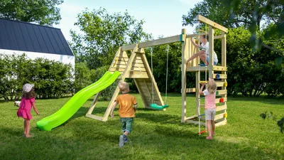 Produktbild von Klettergerüste mit Rutsche, Kletterbrücke, Schaukel und Kletterleiter Fungoo Climber