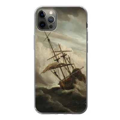 Produktbild von MuchoWow® Handyhülle Schutzhülle Hülle für iPhone 13 Pro Max Ein Schiff auf offener See während eines Sturms - Gemälde von Willem van de Velde Silikon Softcase Handy Hülle - Mobiltelefon