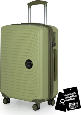 Produktbild von Mitte - Handgepäck-Koffer + digitaler Gepäckanhänger Kofferschild, Kabinentrolley XL-Erweiterung Bordgepäck Hardcase Handkoffer Flugzeug Carry-On 55 L TSA,Kiwi