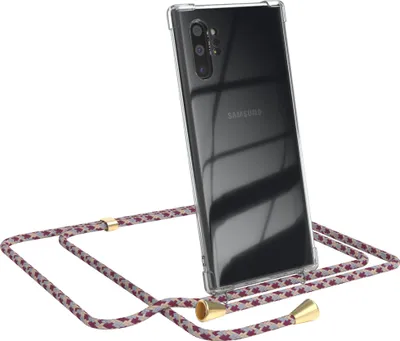 Produktbild von EAZY CASE Handykette kompatibel mit Samsung Galaxy Note 10 Plus, Handyhülle mit Umhängeband, Handykordel, Schutzhülle Clear, Band in Rot