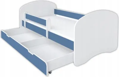 Image de BDW, Lit d'enfant Lit d'adolescent avec tiroir & matelas, Bleu, 160x80