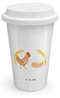 Produktbild von Mr. & Mrs. Panda Thermobecher Huhn Stolz - Weiß - Geschenk, Isolierbecher, Motivation, To Go, Eier, Spruch, Hof, ToGo Kaffeebecher, Bauernhof, Hahn, Becher, Geburt