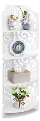 Immagine prodotto di Scaffale angolare in legno, 4 ripiani, bianco, 80 x 18 x 22 cm