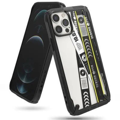 Zdjęcie produktu dla Etui na telefon Ringke Fusion X Design Ticket Band do iPhone'a 12 Pro Max, czarne (XDAP0024)