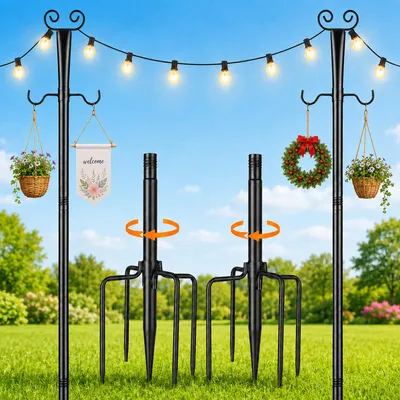 Lichtschlangenstangen 2er-Pack, 2,7 m, Metall, schwarz, für Außen