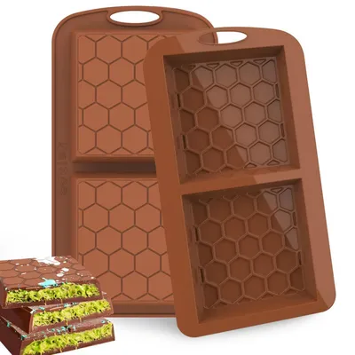 Produktbild von Schokoladenform Silikon 2 Stück Wabenmuster Dubai-Schokolade antihaftbeschichtet -40°C bis +230°C