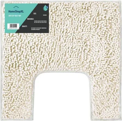 Produktbild von Toilettenmatte - 50x50cm - Off White Ecru - Rutschfeste Toilettenmatte Duschmatte Badematte oder WC-Vorleger