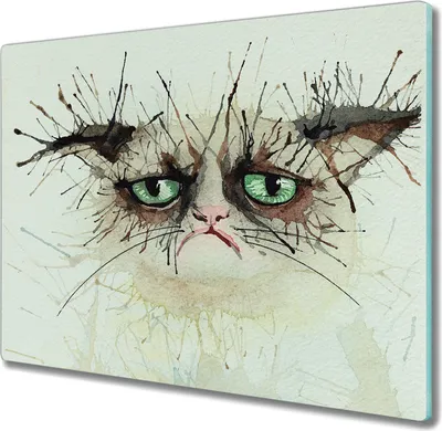 Produktbild von Coloray Küchenbrett Kochplattenabdeckung Hackbrett Schneidebrett Herdabdeckplatte 60x52 cm - Aquarell Haustier Katze