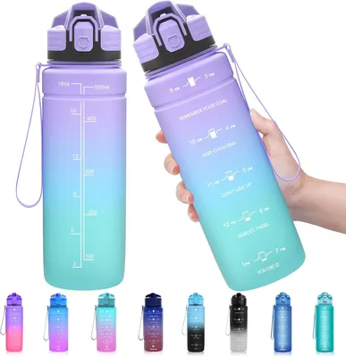 Imagen del producto de Botella de agua sin BPA, a prueba de fugas, de 1L/700ml/500ml, ideal para la escuela y los deportes