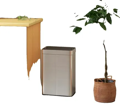 Immagine prodotto di Cestino con sensore automatico, capacità 55 litri, acciaio inossidabile, design slanciato, funzionamento senza contatto, coperchio a chiusura ammortizzata