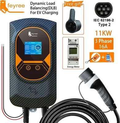 Imagen del producto de Cargador EV feyree, con distribución dinámica de carga, control remoto a través de una aplicación, 11 kW, 16 A, trifásico, con conector tipo 2