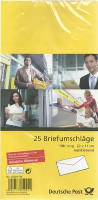 Produktbild von 25 Umschläge DIN lang - weiß - ohne Fenster - nassklebend