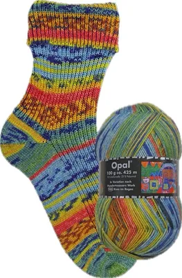 Produktbild von Opal Hundertwasser 4-fädige Sockenwolle,100g/425m LL, 75% Schurwolle/25% Polyamid Kuss im Regen Fb. 988