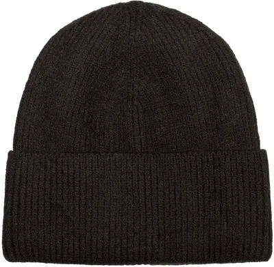 Produktbild von styleBREAKER Uni Beanie Strickmütze Rippenmuster Krempe, Schwarz