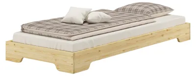 Produktbild von Extra niedriges stabiles Teenagerbett in kompakter Form 80x190 Massivholz Kiefer V-60.41-08-190Rollrost inkl.