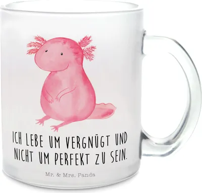 Produktbild von Mr. & Mrs. Panda Pott Axolotl Niedlich - Transparent - Geschenk, Weisheit, Freundin, Häferl, Liebe, Tee Tasse, Lebensweisheit, Teetasse Glas, Zufrieden, Trinkglas