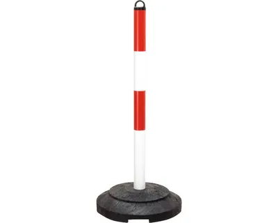 Produktbild von Moravia Kettenständer EXTERN 60 x 1000 mm rot/weiß + Ösenkappe und Recyclingfuß