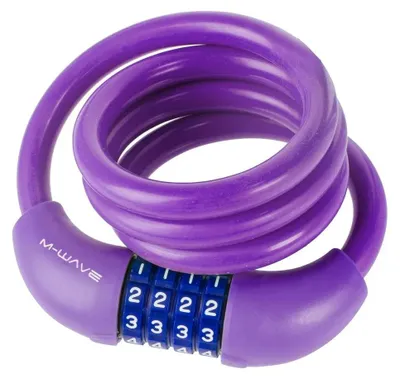 Produktbild von M-Wave 231069, Kabelschloss, Violett, Silikon, 4-stellige Kombination, 1000 mm, 1,2 cm