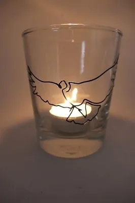 Produktbild von Lichtidee einzeiliges Glas-Teelicht mit Adler-Aufdruck, schwarzes Windlicht für Tisch, Herbst, maritime Dekoration, Geburtstag, Ostern und Muttertag
