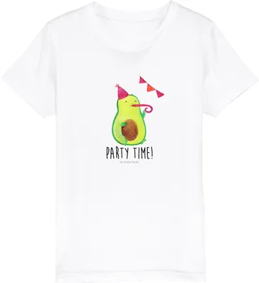 Produktbild von Mr. & Mrs. Panda Kleinkinder T-Shirt Avocado Party Zeit 12-14 Jahre (152/164) - Weiß - Geschenk, Jungen, Kinder Bio, Geburtstag, Baumwoll, Genießen, Geburtstagsfeier