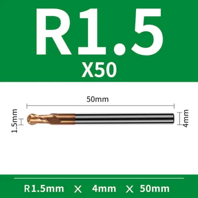 Zdjęcie produktu dla Frez kulowy, kula 2-ostrzowy VHM TiSiN Rozmiar: Ø3xR1.5x4Dx50L