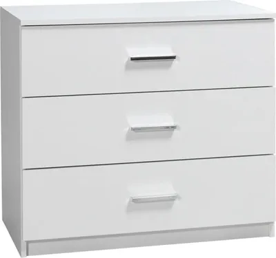 Image de Commode à tiroirs Panarea, 93 x 42 x 80,5 cm, blanc brillant, avec tiroirs
