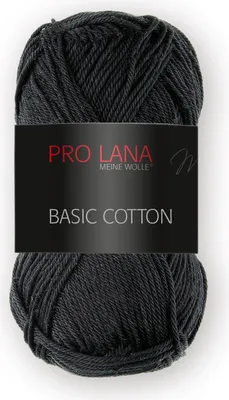 A ball of black yarn with a label.