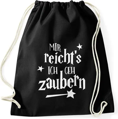 Produktbild von Turnbeutel Mir reichts ich geh zaubern Spruch Moonworks® schwarz unisize