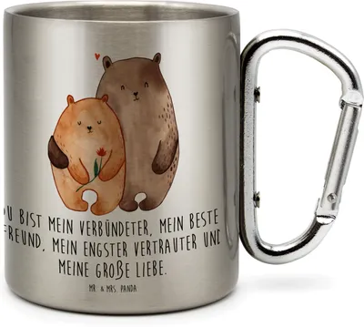 Produktbild von Mr. & Mrs. Panda Thermobecher Bären Liebe - Transparent - Geschenk, Kuscheln, Verknallt, Trinkbecher Edelstahl, Teetasse, Beziehung, thermotasse, Freundin, Bär, Bärchen