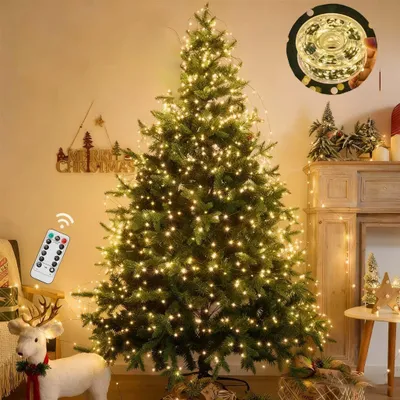 Produktbild von Dunkelgrüne LED Drahtlichterkette 100m - Perfekt für riesige Weihnachtsbäume, Girlanden & Außendeko (Mit Fernbedienung)