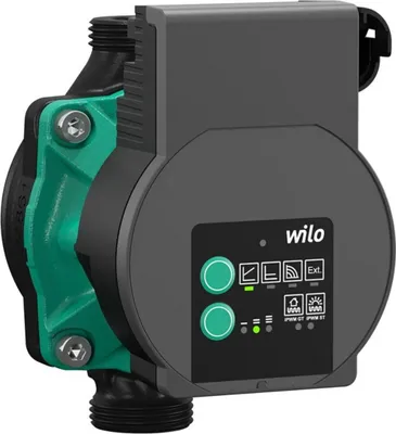 A close-up studio shot of a Wilo pump.