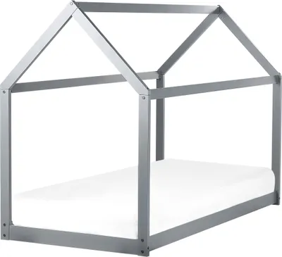 Produktbild von BELIANI Hausbett für Kinder Grau aus Holz 90 x 200 cm mit Lattenrost Bettgestell Hausform Kinderzimmer Kinderbett Jugendbett