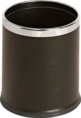 Produktbild von Doppelwandiger Papierkorb Lederoptik - Schwarz, Chrom