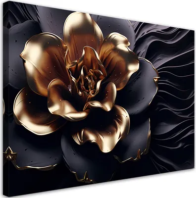 Produktbild von Leinwandbild Goldene Blüte 100x70 Feeby Gold bild für die wand bereit zum aufhängen