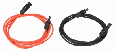 Obrázok produktu pre 1 pár predlžovacieho kábla pre solárne panely (10 stôp čierny + 10 stôp červený, 10 AWG) s konektormi samica a samec