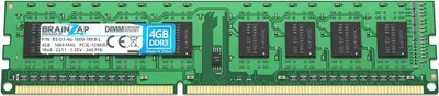 Obrázek produktu pro BRAINZAP 4GB DDR3 RAM DIMM PC3L-12800U 1Rx8 1600 MHz 1.35V CL11 Paměť pro počítače PC