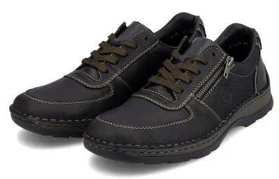 Produktbild von Rieker Herren Echtleder Schnürhalbschuh schwarz, Herren:44 EU