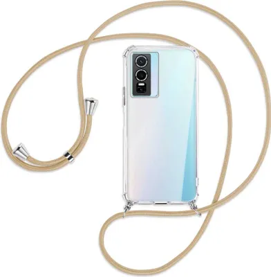 Produktbild von Handykette Backcover-Schutzhülle mit Band (Metall silberfarben) für vivo Y76 5G - caramel