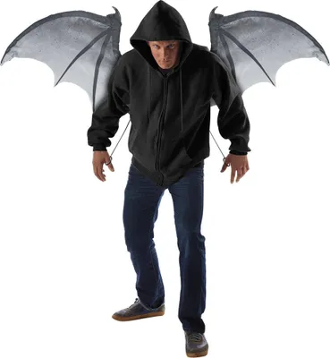 Produktbild von Dämonen-Flügel Fledermaus aufschwingbar schwarz-grau 122cm - Einheitsgröße