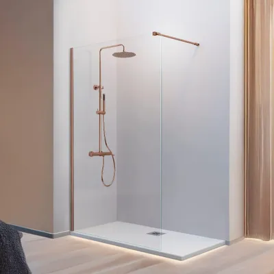 Produktbild von Walk In Duschwand FRESH gebürstetes bronze - 110 cm Glas 8mm