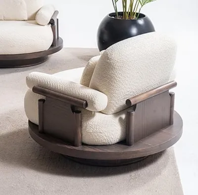 Immagine prodotto di Soggiorno beige 2 poltrone imbottite Elegante poltrona in tessuto a un posto