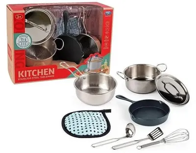 Productafbeelding van Een set metalen pannen met accessoires