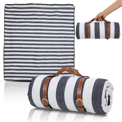 Obrázek produktu pro Fiqops Pikniková deka Beach Blanket 200x200cm Camping Blanket Vodotěsná skládací modrá