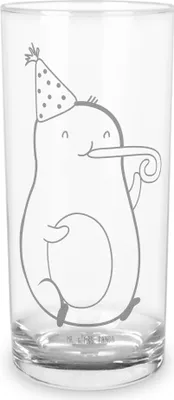 Produktbild von Mr. & Mrs. Panda Glas Avocado Feier 200 ml - Transparent - Geschenk, haushaltsglas, Trinkglas, Geburtstag, Party, Cocktailglas, Longdrinkglas, Tumbler, Tröte, Fete